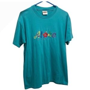 Vintage Hawaii T Shirt Adult Medium Teal Aloha Single Stitch USA made 90s M